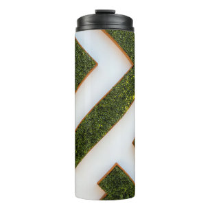 Bird's eye view of maze garden thermal tumbler