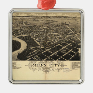Bird's Eye View of Miles City, Montana (1883) Metal Ornament