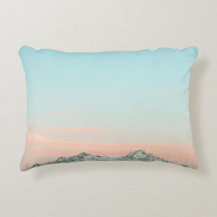 BIRD'S EYE VIEW OF MOUNTAIN PEAKS UNDER BLUE SKY DECORATIVE CUSHION