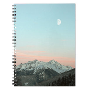 BIRD'S EYE VIEW OF MOUNTAIN PEAKS UNDER BLUE SKY NOTEBOOK