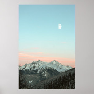 BIRD'S EYE VIEW OF MOUNTAIN PEAKS UNDER BLUE SKY POSTER