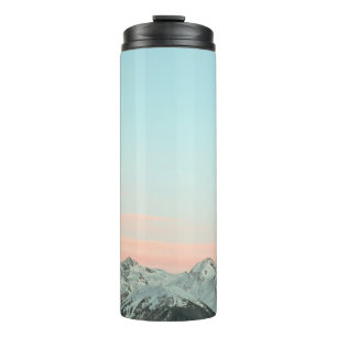 BIRD'S EYE VIEW OF MOUNTAIN PEAKS UNDER BLUE SKY THERMAL TUMBLER