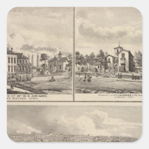 Bird's eye view of Muscatine City residences Square Sticker