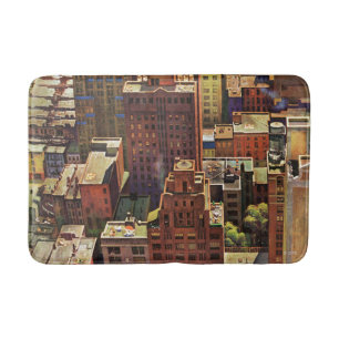 Bird's-Eye View of New York City by John Falter Bath Mat