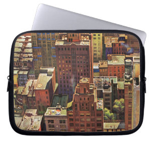 Bird's-Eye View of New York City by John Falter Laptop Sleeve