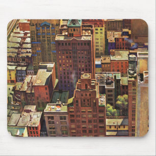 Bird's-Eye View of New York City by John Falter Mouse Pad