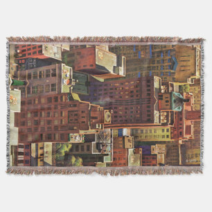 Bird's-Eye View of New York City by John Falter Throw Blanket