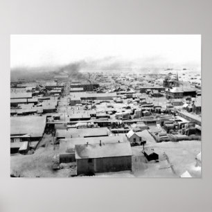 Bird's eye view of Nome, Alaska with Snow Poster
