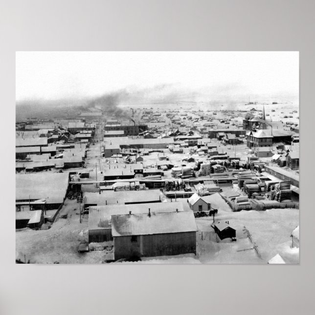 Bird's eye view of Nome, Alaska with Snow Poster (Front)