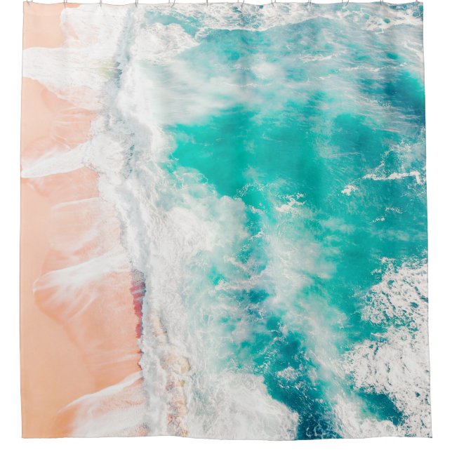 Bird's eye view of ocean waves shower curtain (Front)