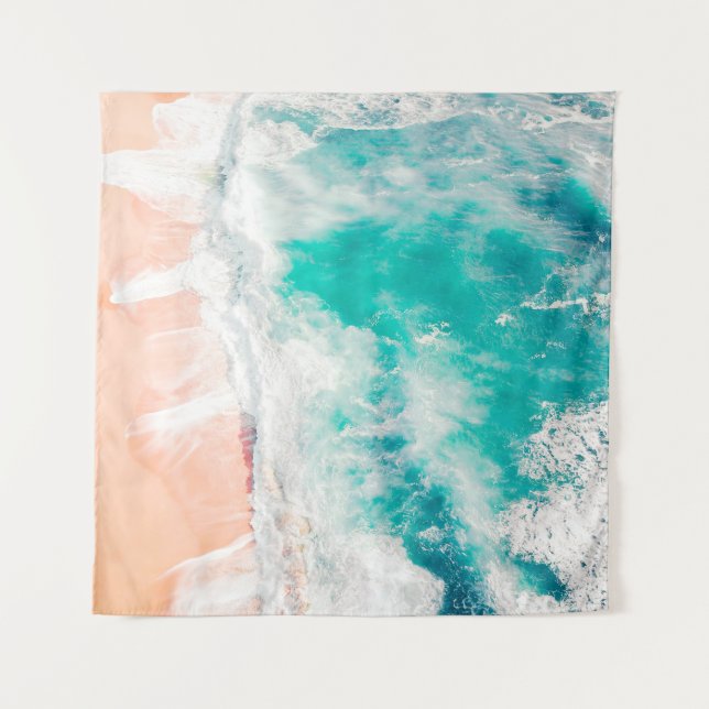 Bird's eye view of ocean waves tapestry (Front)