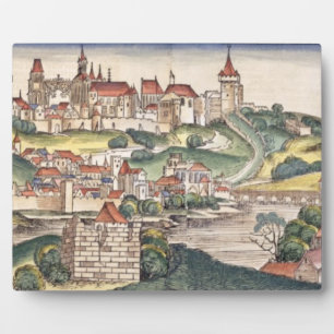 Bird's Eye View of Prague from the Nuremberg Chron Plaque