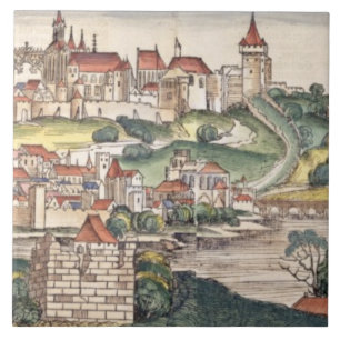 Bird's Eye View of Prague from the Nuremberg Chron Tile