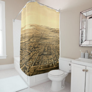 Bird's Eye View of San Jose, California in 1875 Shower Curtain