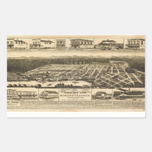 Birds-eye view of Snohomish, Washington (1890) Rectangular Sticker