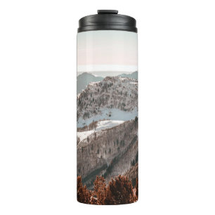 BIRD'S-EYE VIEW OF SNOW COVERED MOUNTAIN UNDER CLE THERMAL TUMBLER