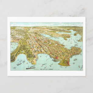 Bird's-Eye View of Sydney, Australia, 1888 Postcard