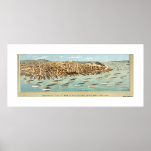 Bird's-eye View of the Fleet in San Francisco Bay, Poster