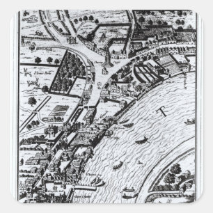 Bird's eye view of the River Thames Square Sticker