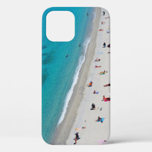 Bird's eye view photo of people on beach iPhone 12 case
