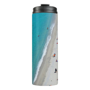 Bird's eye view photo of people on beach thermal tumbler