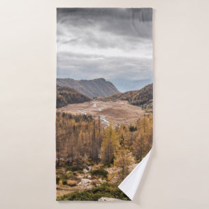 BIRD'S EYE VIEW PHOTOGRAPHY OF TREES NEAR MOUNTAIN BATH TOWEL