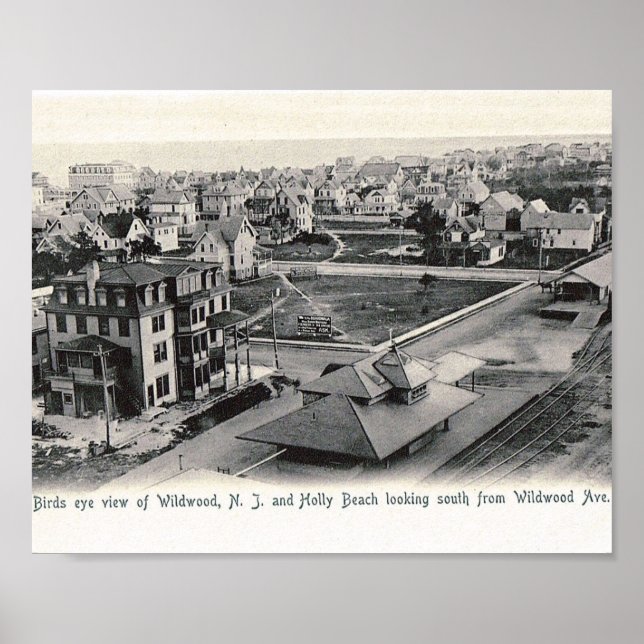 Bird's Eye View, Wildwood, New Jersey, Vintage Poster (Front)