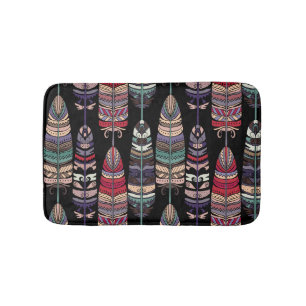 Birds Feathers Tribal Art Seamless Bath Mat