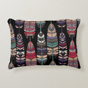 Birds Feathers Tribal Art Seamless Decorative Cushion