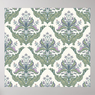 Birds Floral: Charming Seamless Pattern Poster