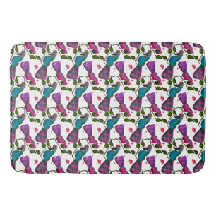 Birds floral seamless pattern Curtain Bath Mat