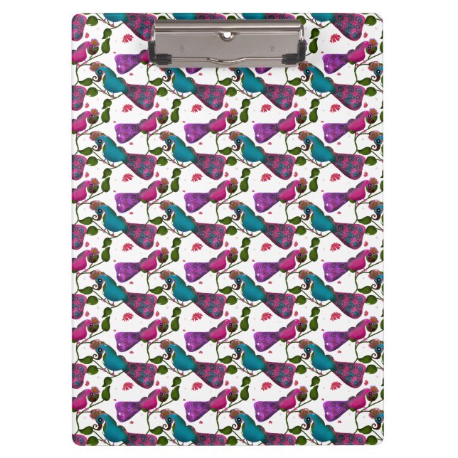 Birds floral seamless pattern Curtain Clipboard (Front)