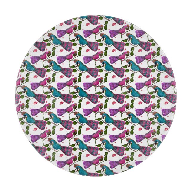 Birds floral seamless pattern Curtain Cutting Board (Front)
