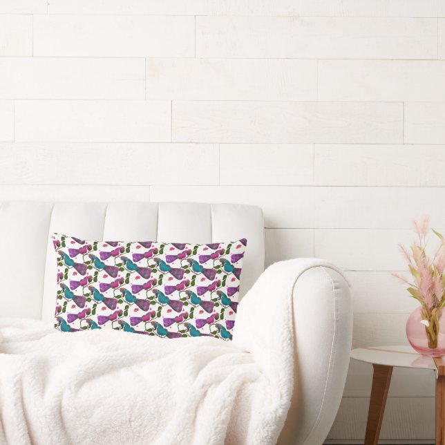 Birds floral seamless pattern Curtain Lumbar Cushion (Couch)
