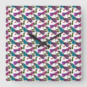 Birds floral seamless pattern Curtain Square Wall Clock
