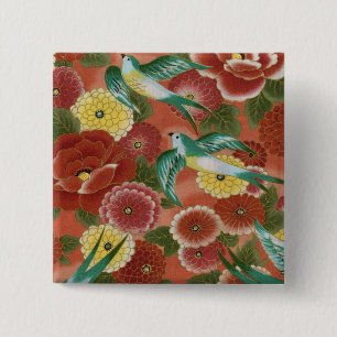 Birds & Flowers 15 Cm Square Badge