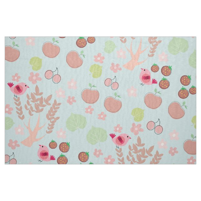 birds, flowers and trees pattern fabric (Fat Quarter)