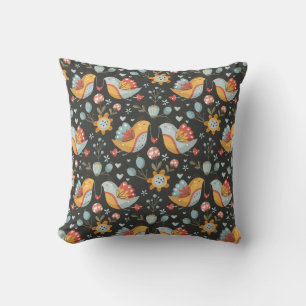 Birds Flowers Bohemian Love Pattern Cushion