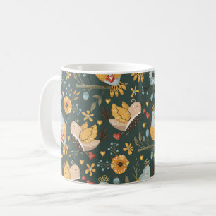 Birds Flowers Bohemian Pattern Coffee Mug