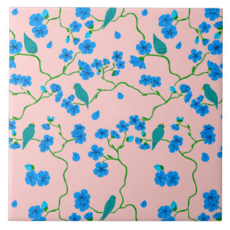 Birds & Flowers Ceramic Tile