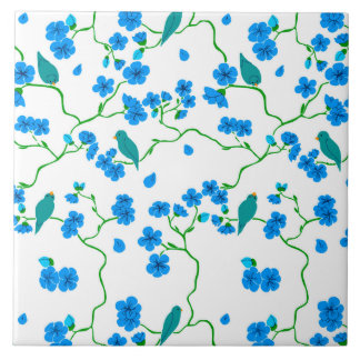 Birds & Flowers Ceramic Tile