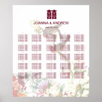 Birds & Flowers Chinese Wedding Seating Chart