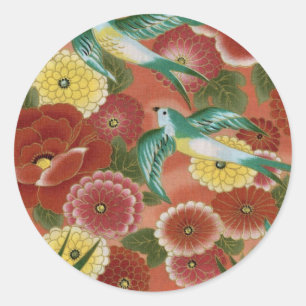 Birds & Flowers Classic Round Sticker