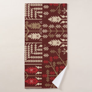 Birds Flowers Dark Blue Pattern Bath Towel