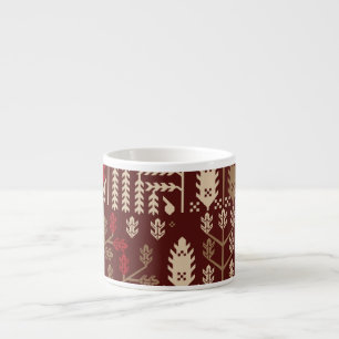 Birds Flowers Dark Blue Pattern Espresso Cup