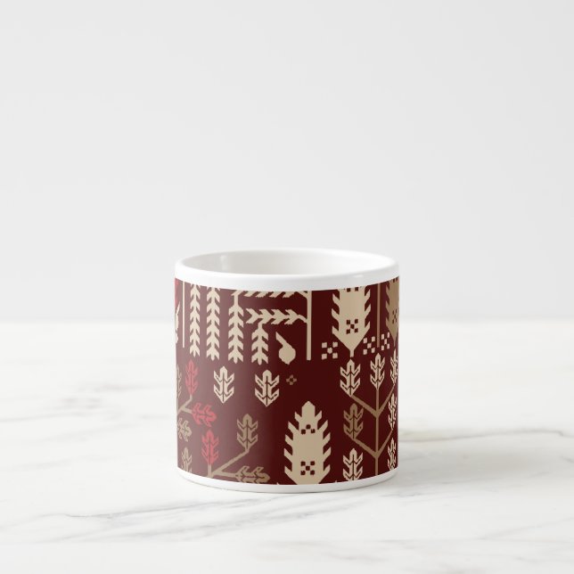 Birds Flowers Dark Blue Pattern Espresso Cup (Front)