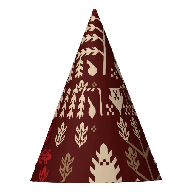 Birds Flowers Dark Blue Pattern Party Hat (Front)