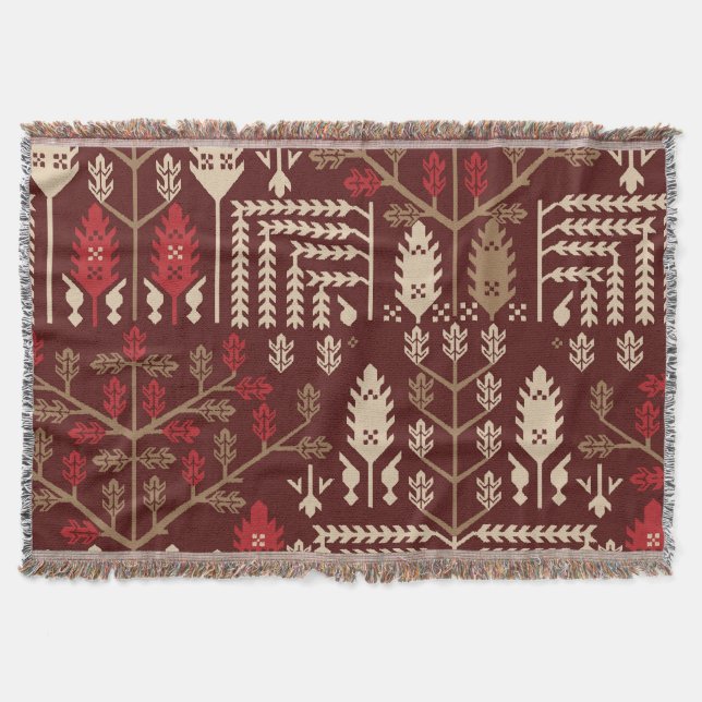 Birds Flowers Dark Blue Pattern Throw Blanket (Front)