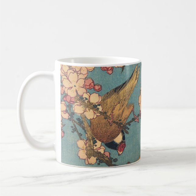 Birds Flowers Hokusai Japanese Art Coffee Mug (Left)