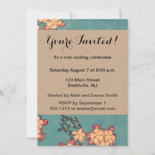 Birds Flowers Hokusai Japanese Art Invitation